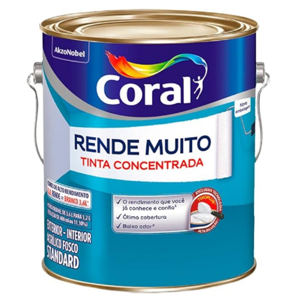 Tinta Acrílica Fosca Rende Muito Branco Neve 3,2Lt - Coral